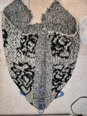 Cozy Black & Cream Open-Front Knit Cardigan